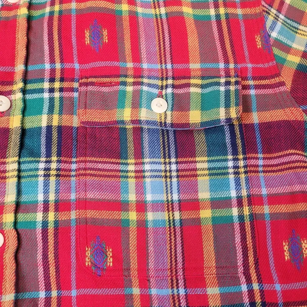 Polo Ralph Lauren Shirt Mens XL Multi Plaid Button Down Flannel Madras Navajo